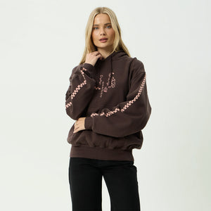 AFENDS Women's Reality Check Recycled Boxy Pull On Hood - Coffee