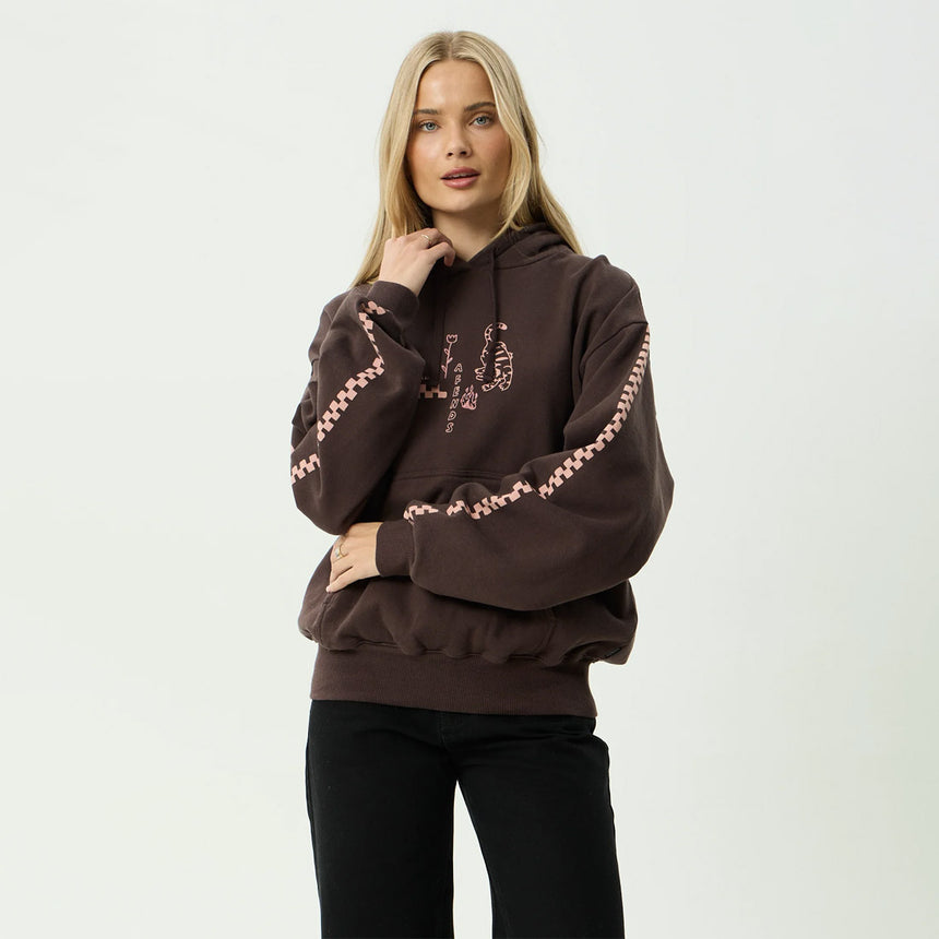 AFENDS Women's Reality Check Recycled Boxy Pull On Hood - Coffee