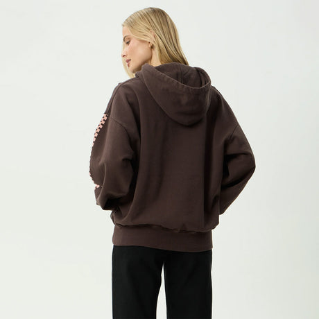 AFENDS Women's Reality Check Recycled Boxy Pull On Hood - Coffee