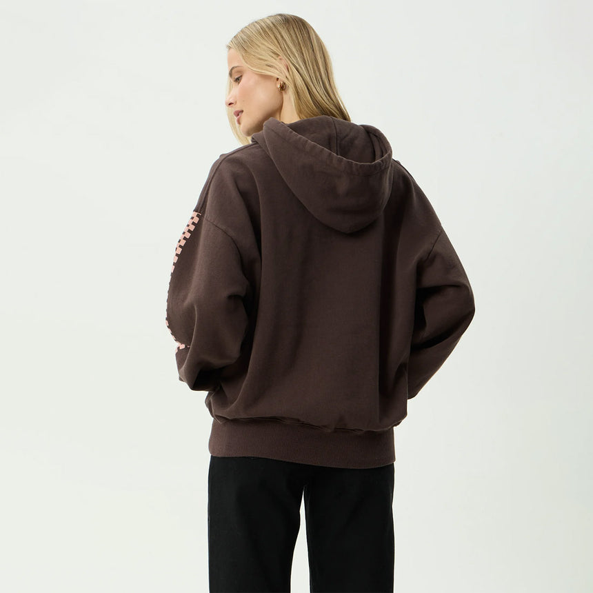 AFENDS Women's Reality Check Recycled Boxy Pull On Hood - Coffee