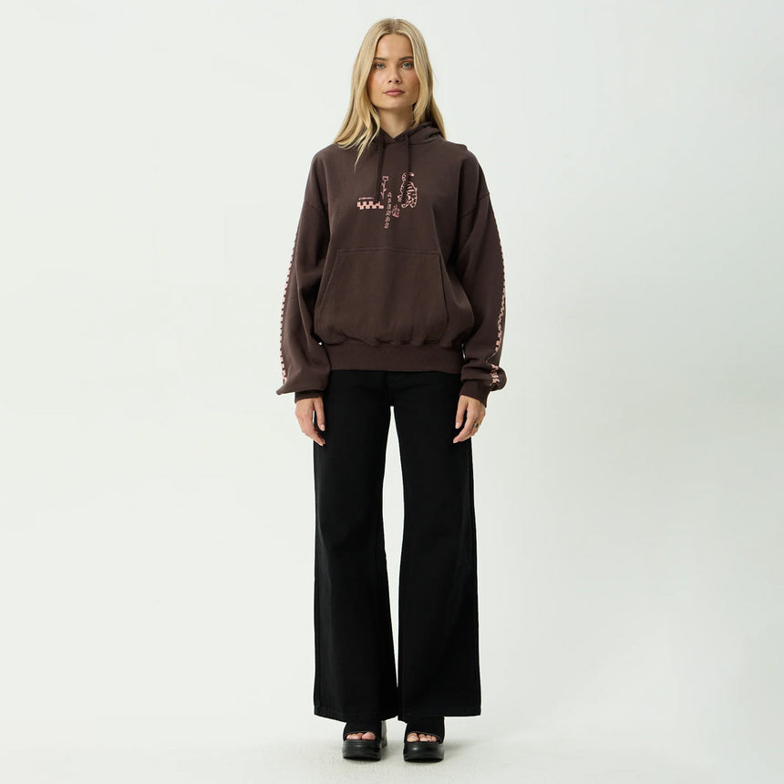 AFENDS Women's Reality Check Recycled Boxy Pull On Hood - Coffee