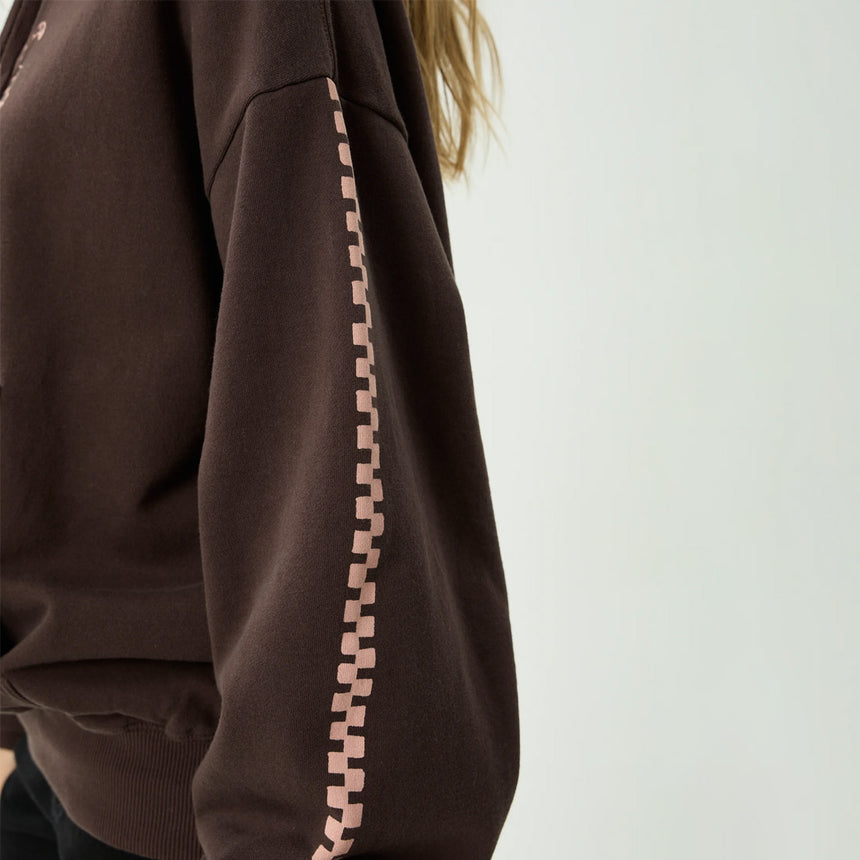 AFENDS Women's Reality Check Recycled Boxy Pull On Hood - Coffee
