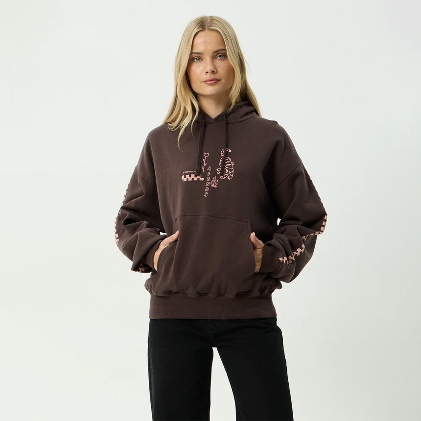 AFENDS Women's Reality Check Recycled Boxy Pull On Hood - Coffee