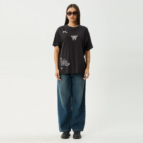 AFENDS Women's Rise Oversized Tee - Stone Black