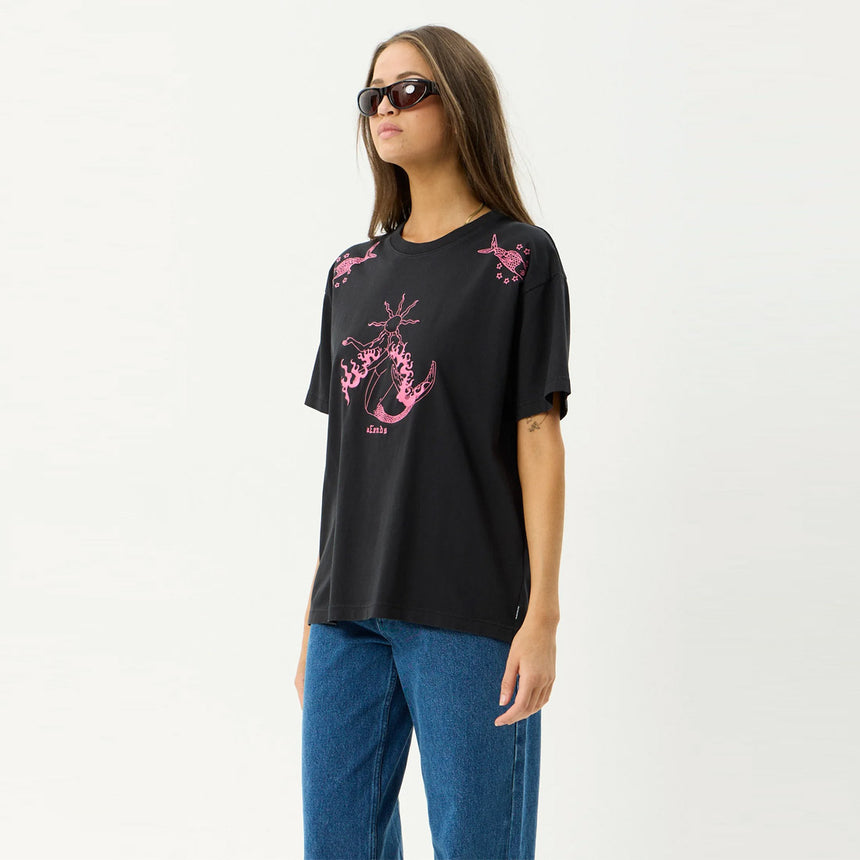 AFENDS Women's Sea Siren Oversized Tee - Stone Black