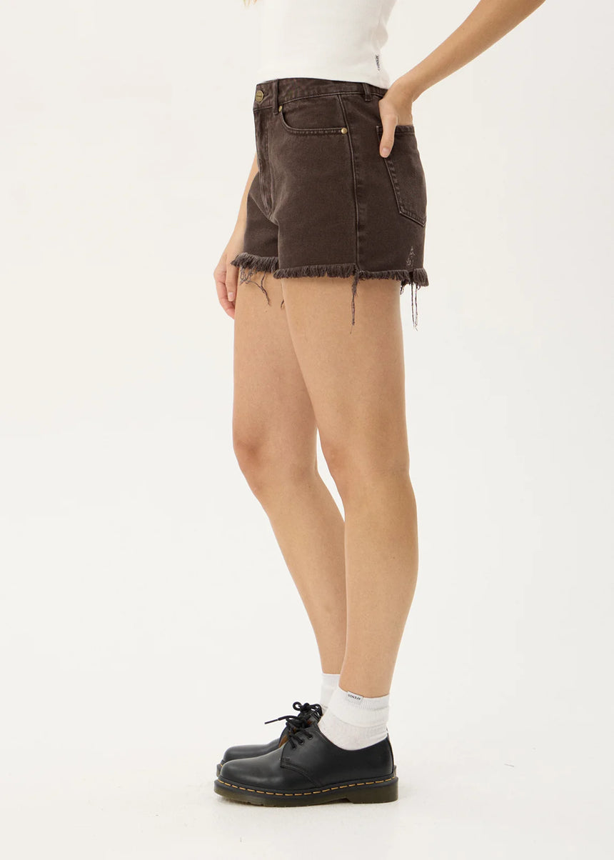 AFENDS Women's Seventy Threes Denim Cut Off Short - Washed Coffee