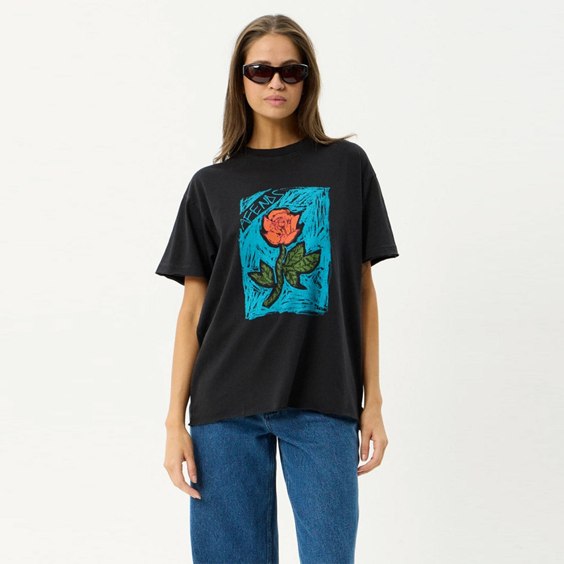 AFENDS Women's Single N Thorny Oversized Tee - Stone Black