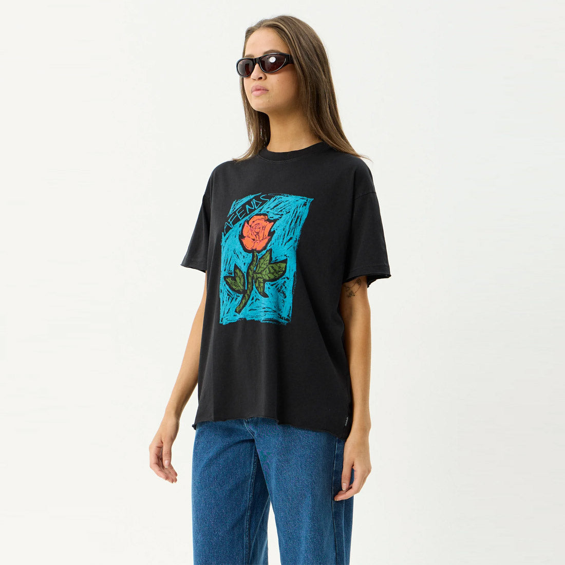 AFENDS Women's Single N Thorny Oversized Tee - Stone Black