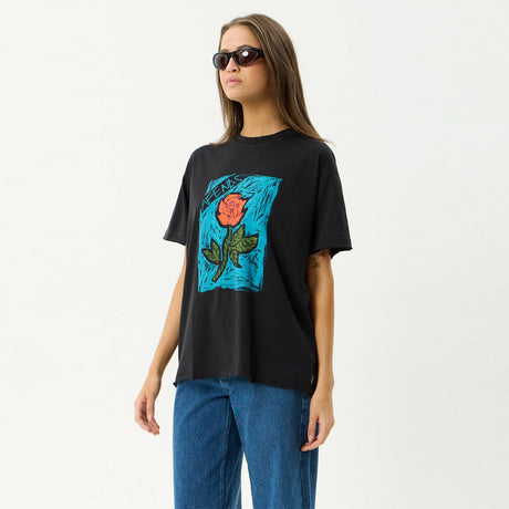 AFENDS Women's Single N Thorny Oversized Tee - Stone Black