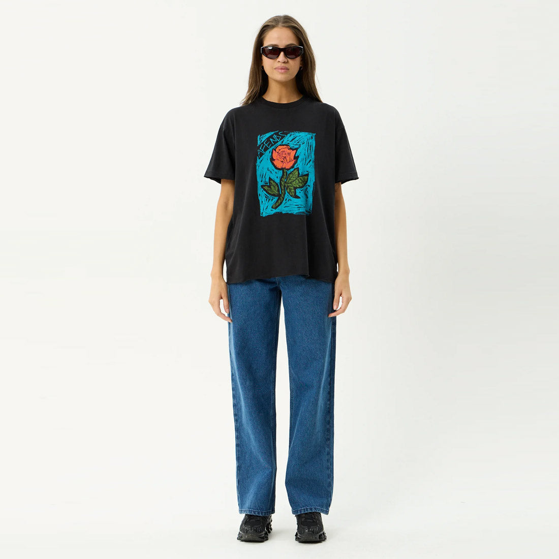 AFENDS Women's Single N Thorny Oversized Tee - Stone Black