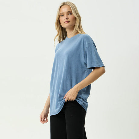 AFENDS Women's Slay Hemp Oversized Tee - Washed Slate Blue