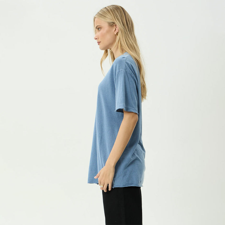 AFENDS Women's Slay Hemp Oversized Tee - Washed Slate Blue
