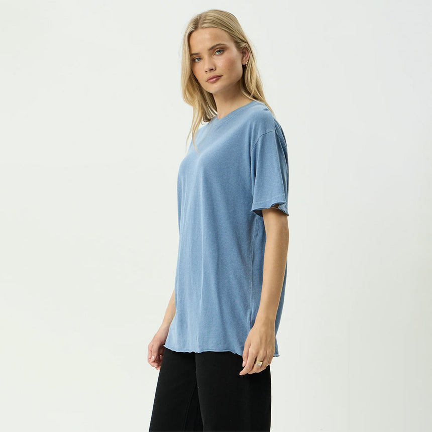 AFENDS Women's Slay Hemp Oversized Tee - Washed Slate Blue