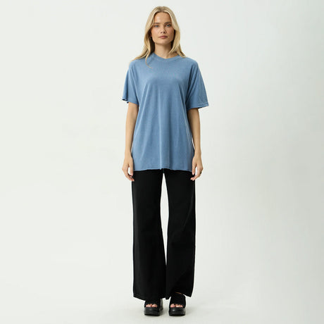AFENDS Women's Slay Hemp Oversized Tee - Washed Slate Blue