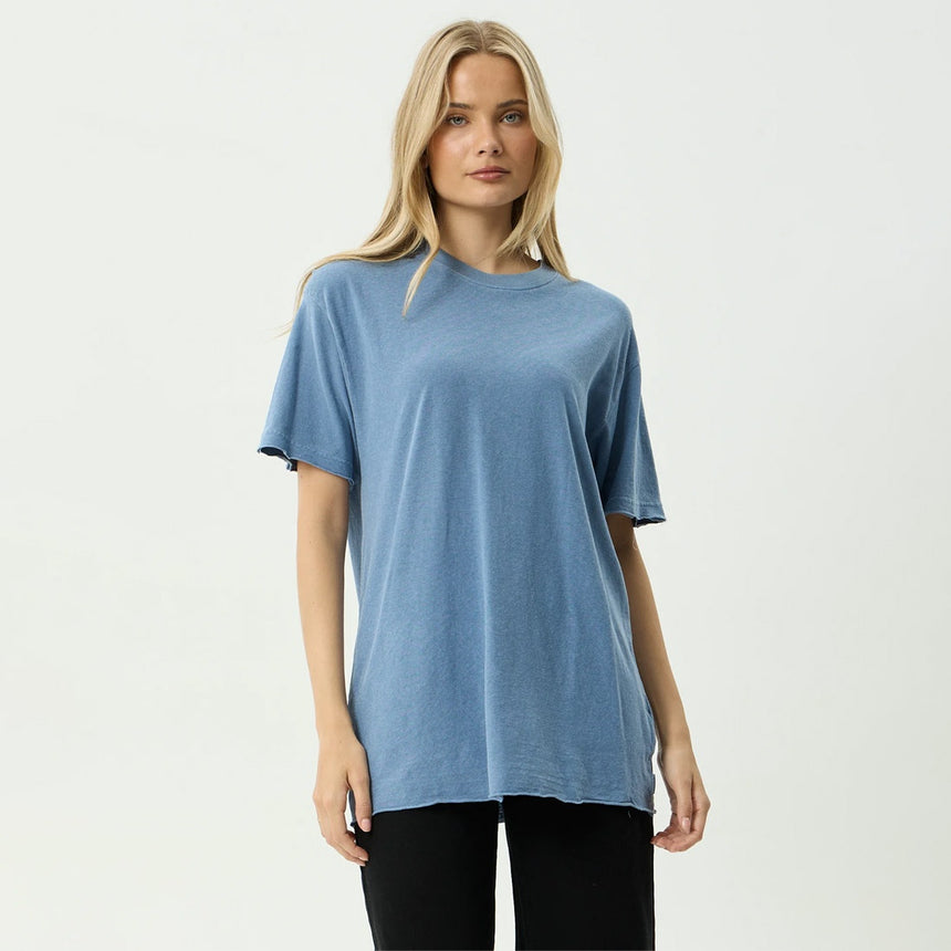 AFENDS Women's Slay Hemp Oversized Tee - Washed Slate Blue