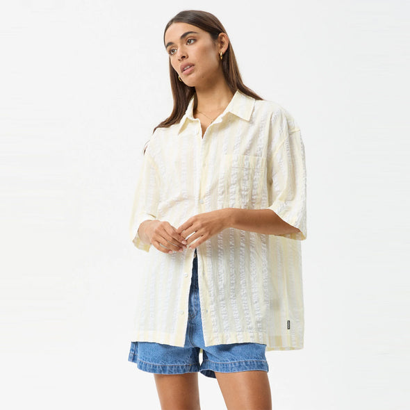 AFENDS Women's Splice Short Sleeve Shirt - White/Lemongrass