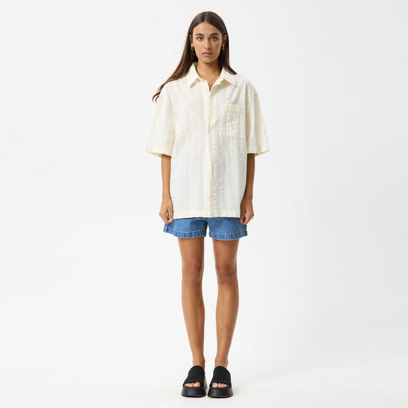 AFENDS Women's Splice Short Sleeve Shirt - White/Lemongrass