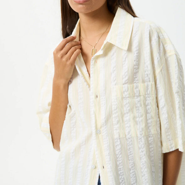 AFENDS Women's Splice Short Sleeve Shirt - White/Lemongrass