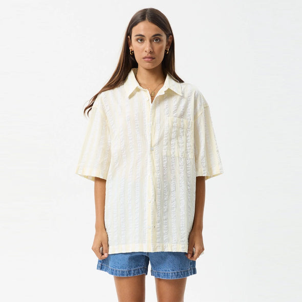 AFENDS Women's Splice Short Sleeve Shirt - White/Lemongrass