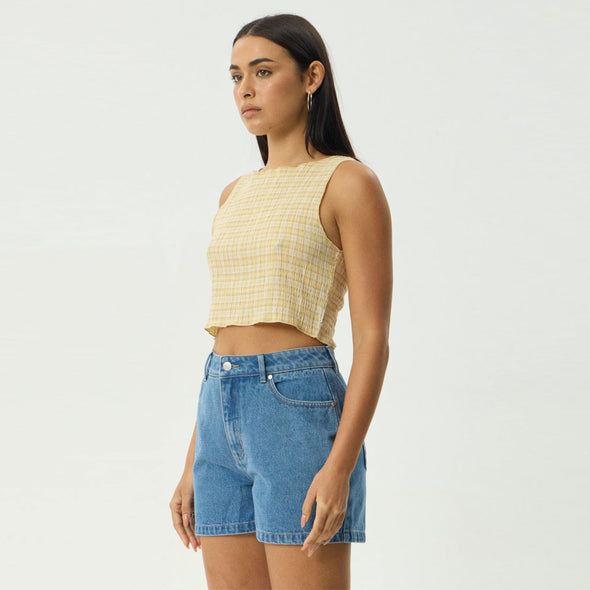 AFENDS Women's Sunday Seersucker Sleeveless Top - Lemon Check