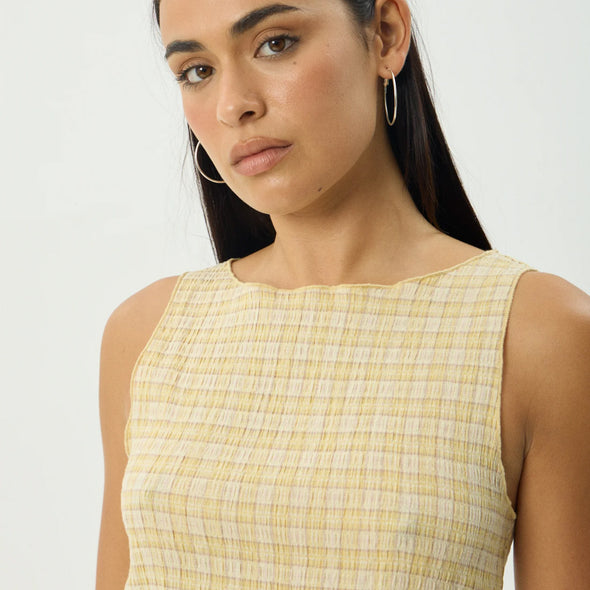 AFENDS Women's Sunday Seersucker Sleeveless Top - Lemon Check