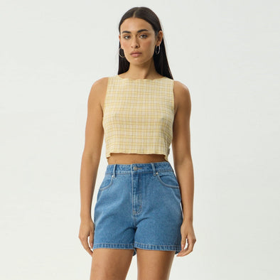 AFENDS Women's Sunday Seersucker Sleeveless Top - Lemon Check