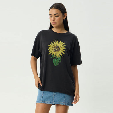 AFENDS Women's Sunnyflower Oversized Tee - Stone Black