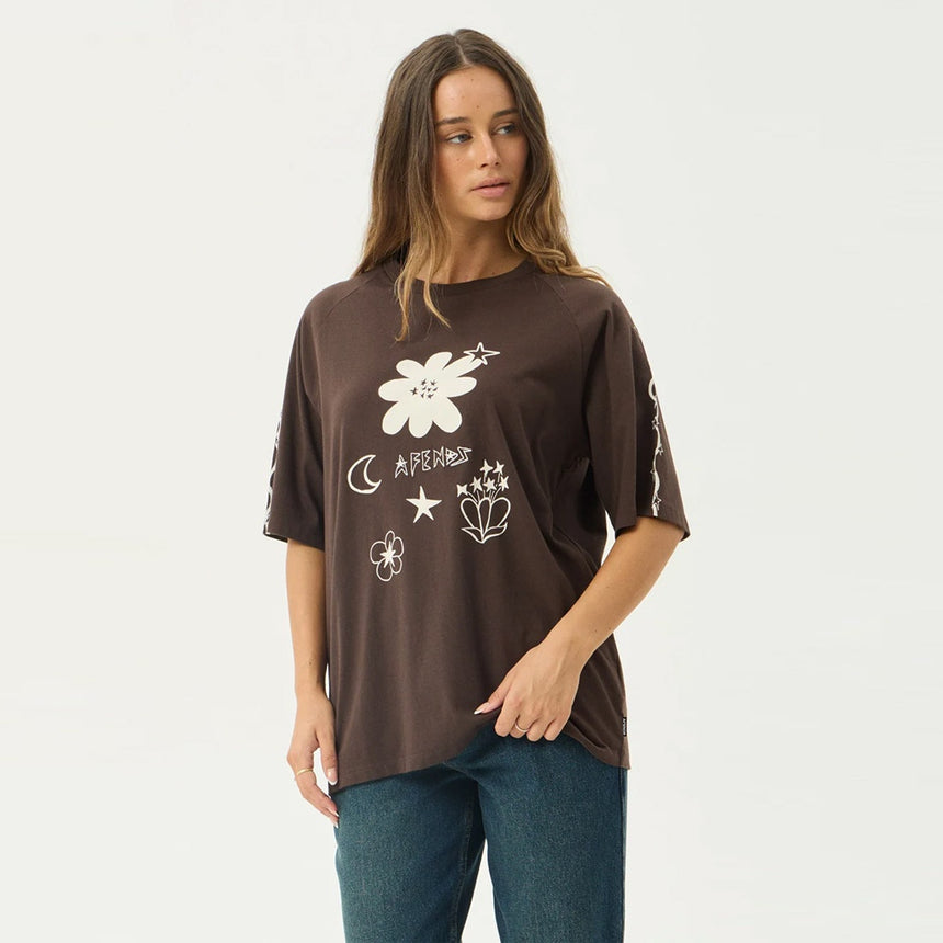 AFENDS Women's Terra Oversized Raglan Tee - Coffee