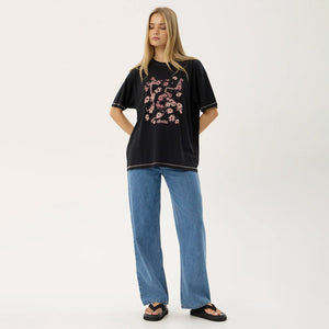 AFENDS Women's Unchained Hemp Oversized Tee - Stone Black