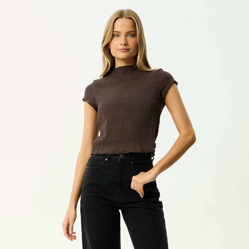 AFENDS Women's Wren Seersucker Top - Coffee