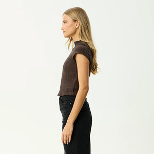 AFENDS Women's Wren Seersucker Top - Coffee
