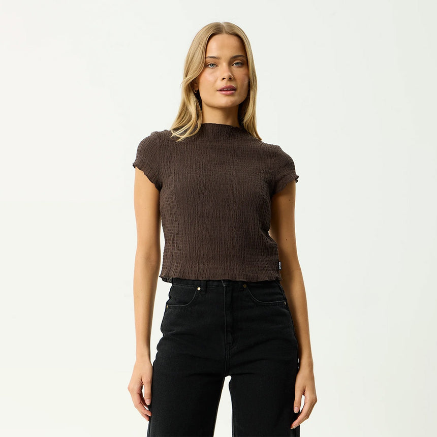 AFENDS Women's Wren Seersucker Top - Coffee