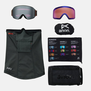 ANON M4 Cylindrical Goggle + MFI Facemask 2026 - Fiesta Red/Perceive Sunny Onyx