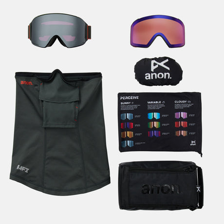 ANON M4 Cylindrical Goggle + MFI Facemask 2026 - Fiesta Red/Perceive Sunny Onyx