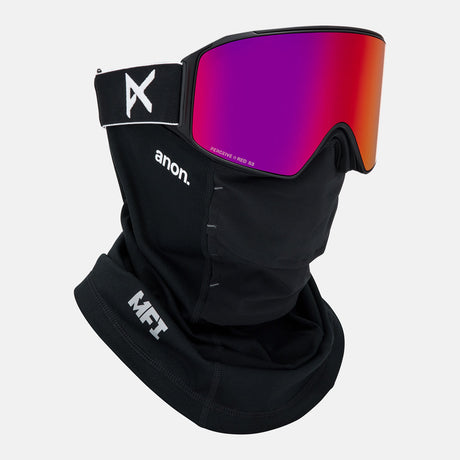 ANON M4 Cylindrical Low Bridge Fit Goggle + MFI Facemask 2026 - Black/Perceive Sunny Red