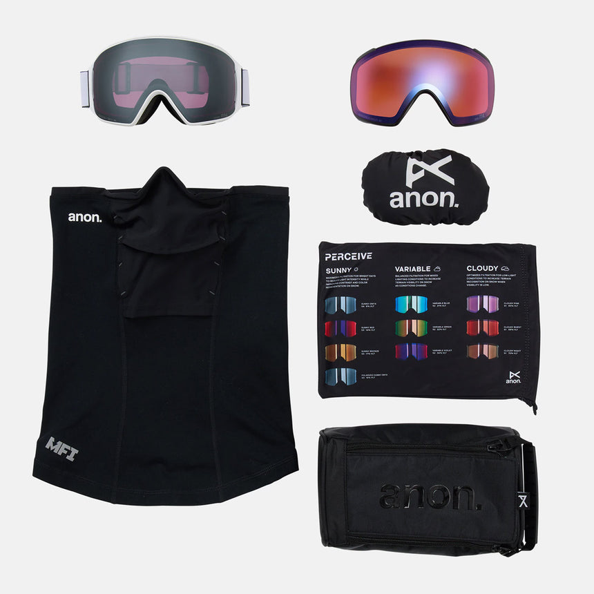 ANON M4 Toric Low Bridge Fit Goggle + MFI Facemask 2026 - White/Perceive Sunny Onyx