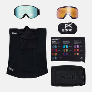 ANON M4S Cylindrical Goggle + MFI Facemask 2026 - Black/Perceive Variable Blue