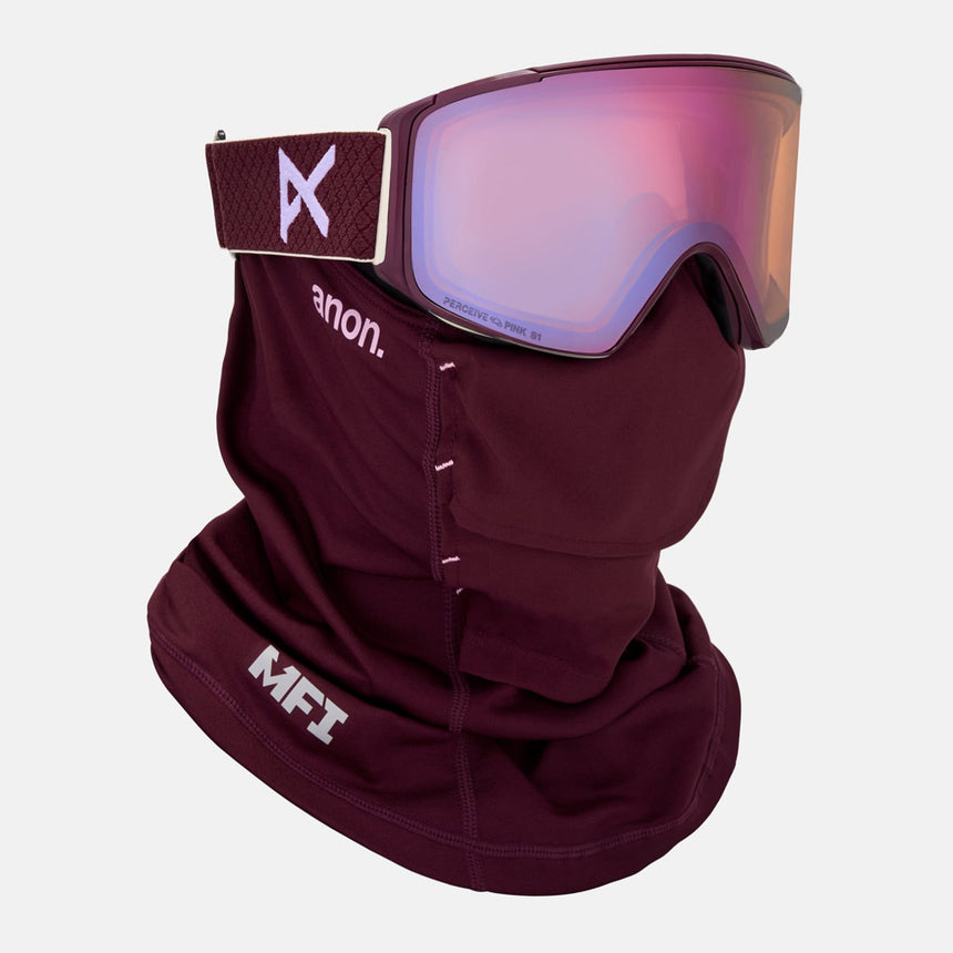 ANON M4S Cylindrical Goggle + MFI Facemask 2026 - Deep Cherry/Perceive Cloudy Pink