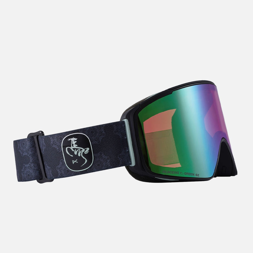 ANON M4S CNY Cylindrical Low Bridge Fit Goggle + MFI Facemask - Black/Variable Green