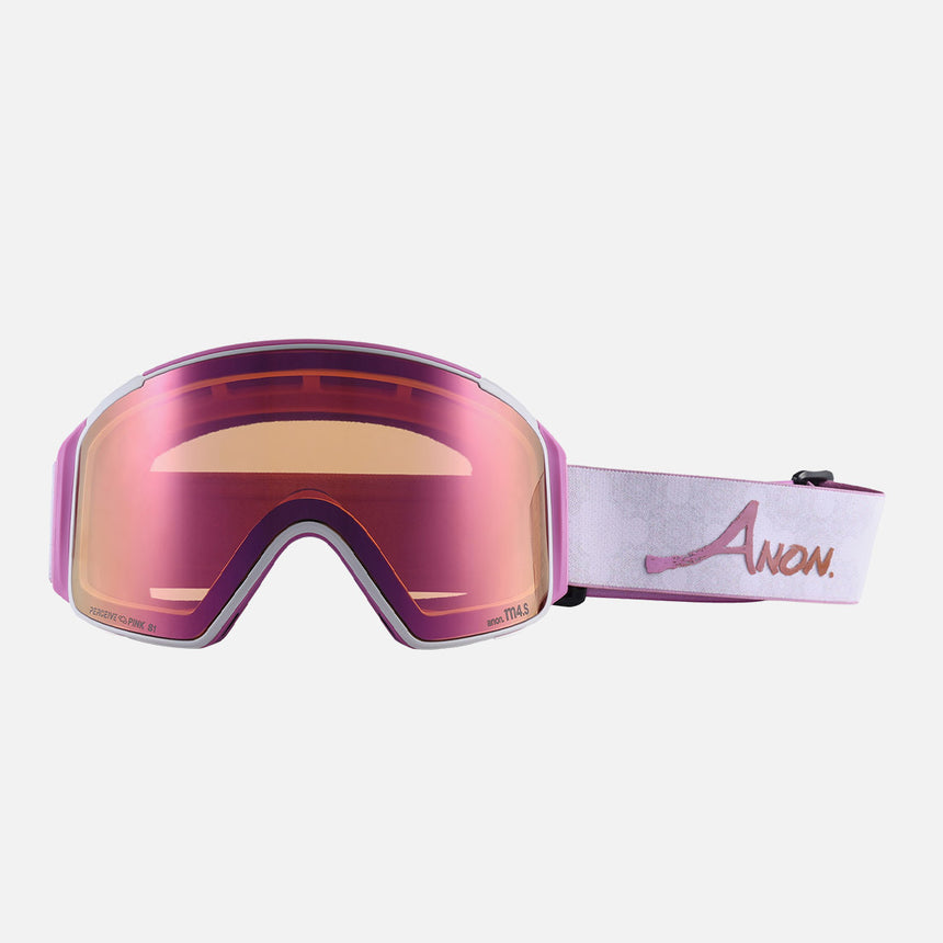 ANON M4S CNY Cylindrical Low Bridge Fit Goggle + MFI Facemask - White/Perceive Cloudy Pink