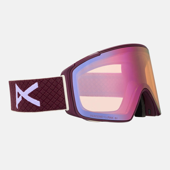 ANON M4S Cylindrical Low Bridge Fit Goggle + MFI Facemask 2026 - Deep Cherry/Perceive Cloudy Pink