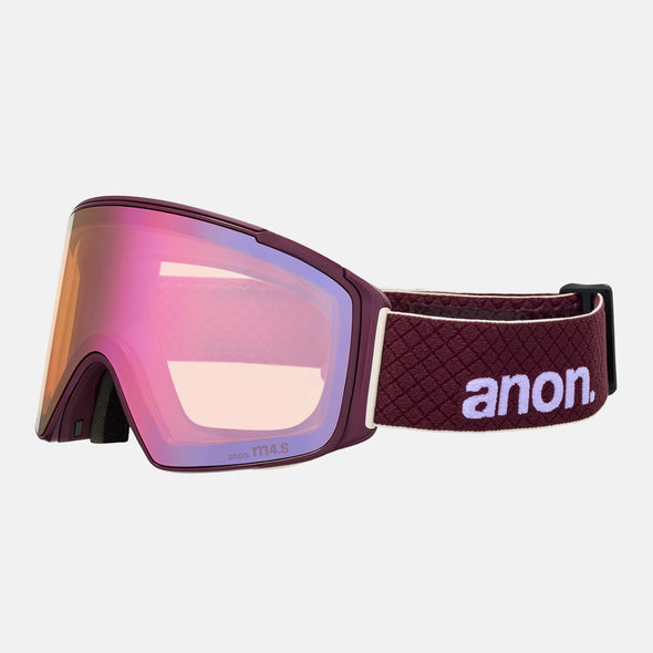 ANON M4S Cylindrical Low Bridge Fit Goggle + MFI Facemask 2026 - Deep Cherry/Perceive Cloudy Pink