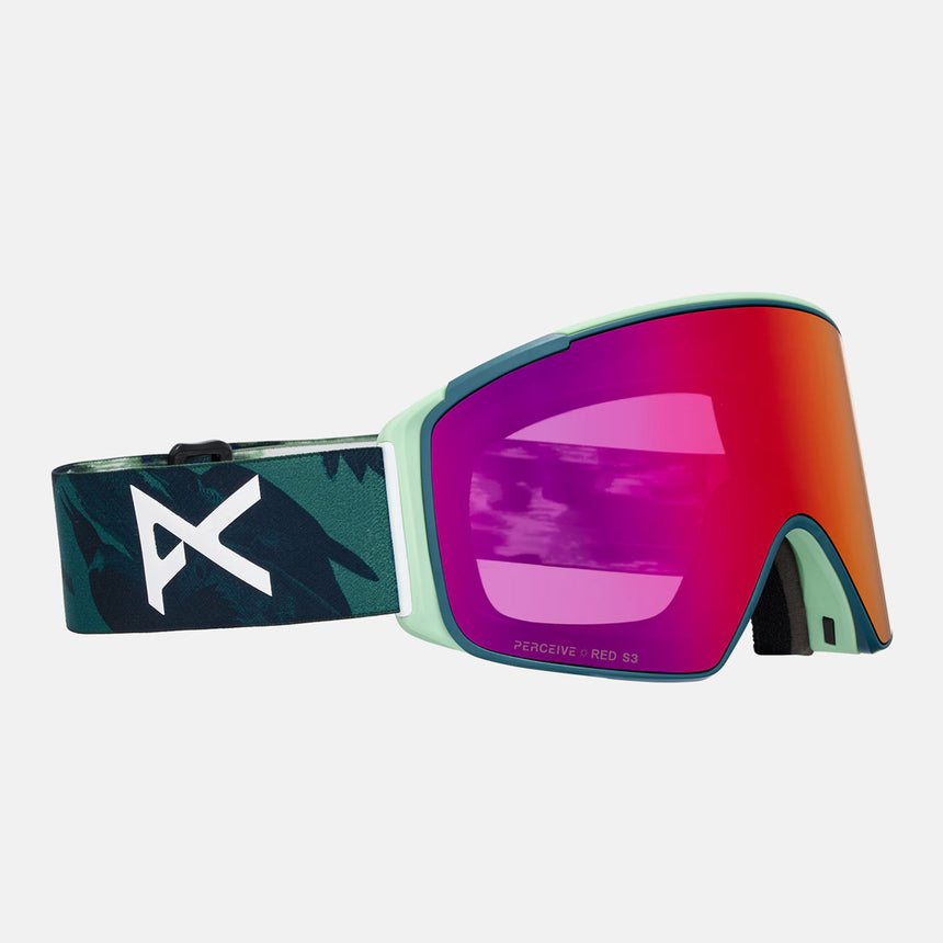ANON M4S Cylindrical Low Bridge Fit Goggle + MFI Facemask 2026 - Family Tree/Perceive Sunny Red