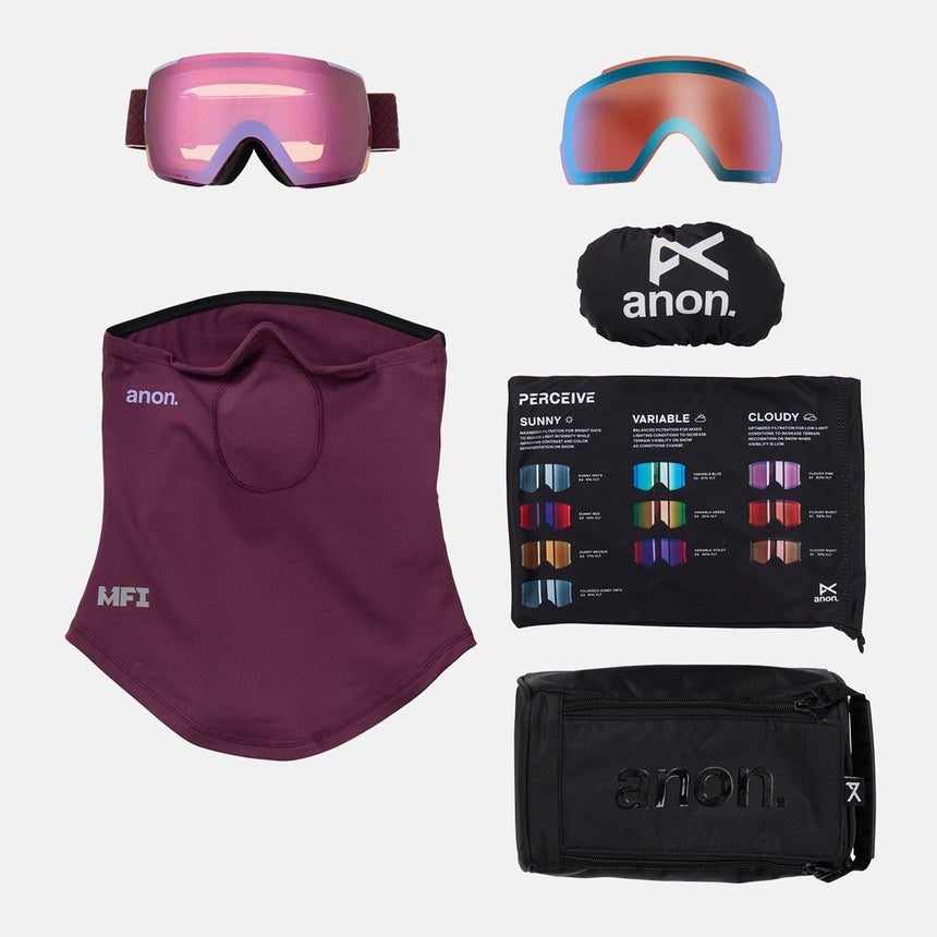 ANON M5S Goggle + MFI Facemask 2026 - Deep Cherry Lilac/Perceive Cloudy Pink