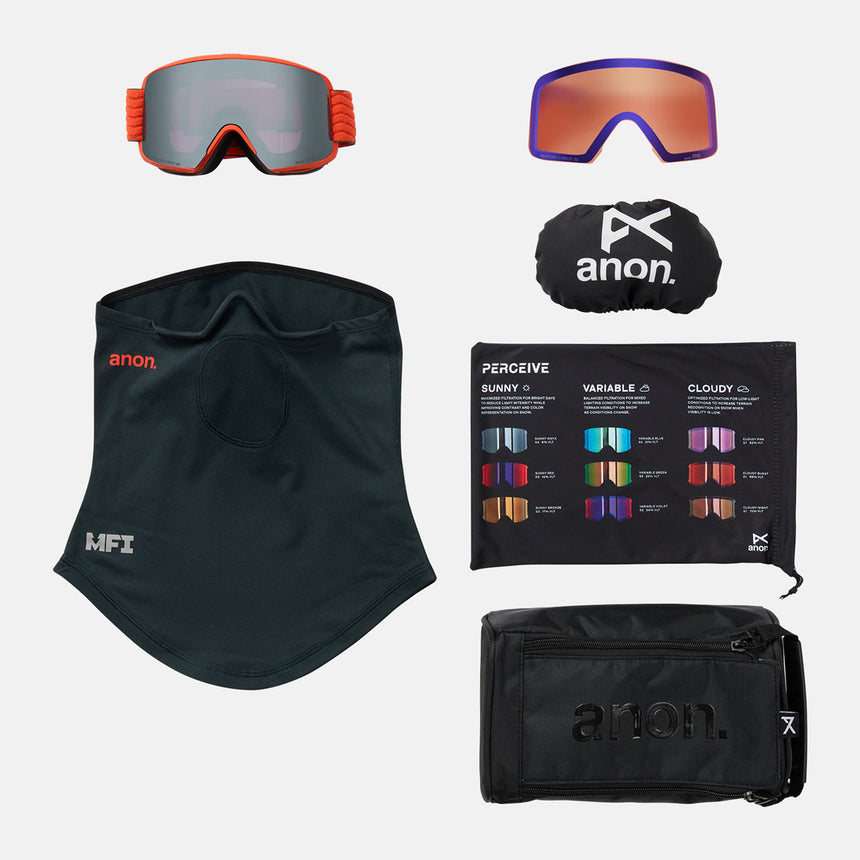ANON M6 Goggle + MFI Facemask 2026 - Fiesta Red/Perceive Sunny Onyx
