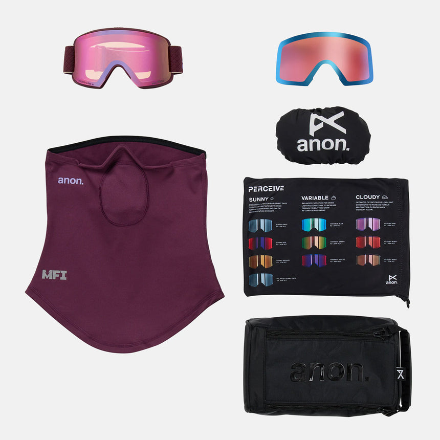 ANON M6S Goggle + MFI Facemask 2026 - Deep Cherry/Perceive Cloudy Pink