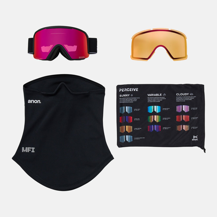 ANON Nesa Goggle + MFI Facemask 2026 - Black/Perceive Sunny Red