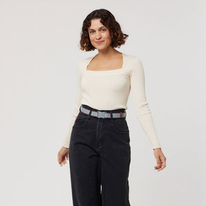 ARCADE Carto Slim Belt - Cloud/Burgundy