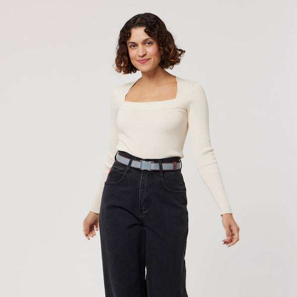ARCADE Carto Slim Belt - Cloud/Burgundy