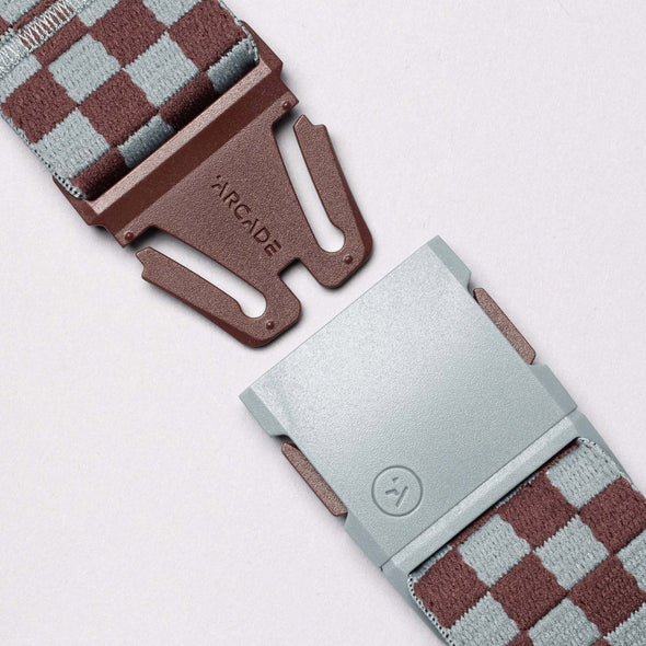 ARCADE Check Belt - Cloud/Burgundy
